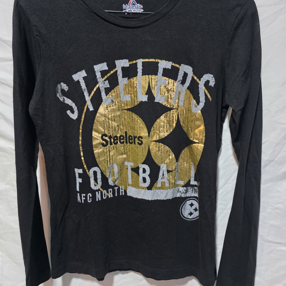 Majestic Women's Black and Gold Steelers Long Sleeve Top